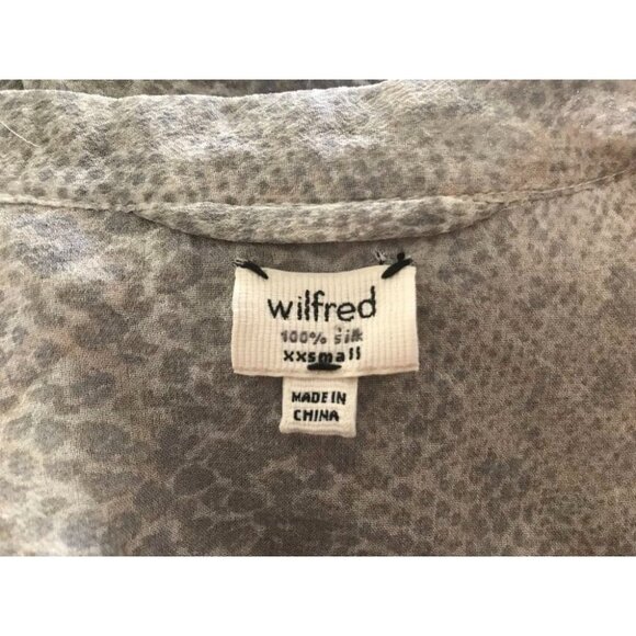 ARITZIA WILFRED Long Sleeve 100% Silk Tunic Sze XXS Muted Gray Snake Print - Picture 7 of 7